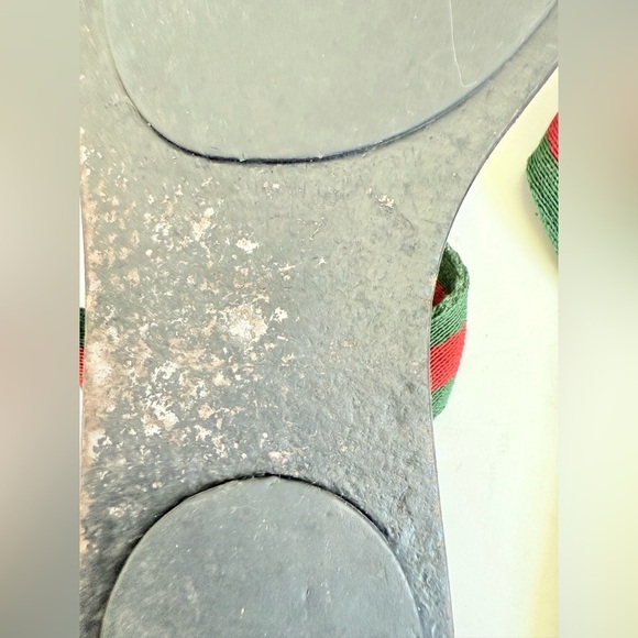 Gucci Black Red Green Leather Fabric GG web Thong flat sandals EU 39.5 - Picture 10 of 11